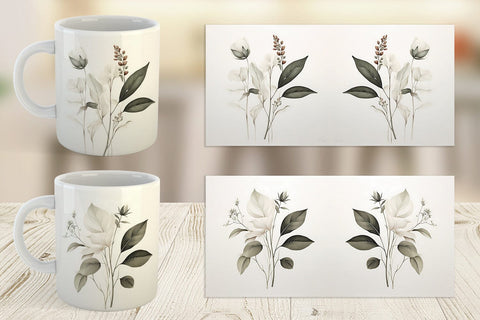 Mug Wrap Watercolor Botanical Sublimation artnoy 