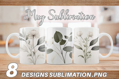 Mug Wrap Watercolor Botanical Sublimation artnoy 
