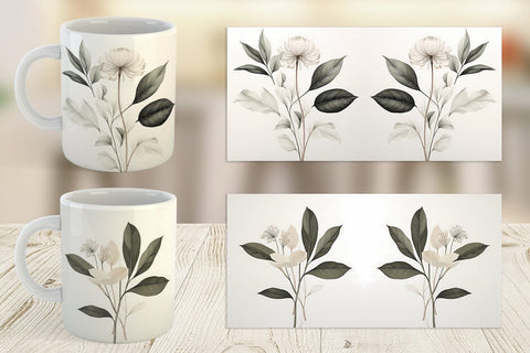 Mug Wrap Watercolor Botanical Sublimation artnoy 