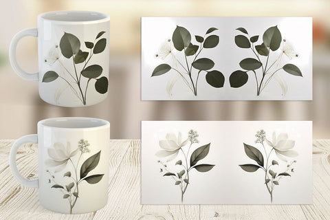Mug Wrap Watercolor Botanical Sublimation artnoy 