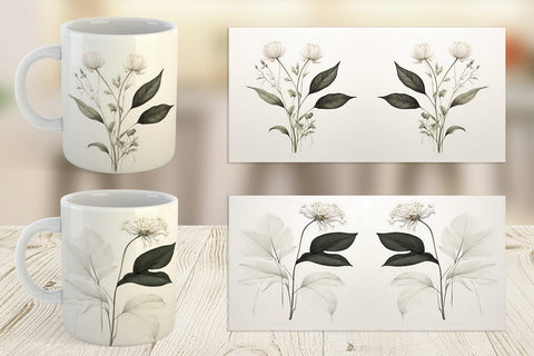 Mug Wrap Watercolor Botanical Sublimation artnoy 