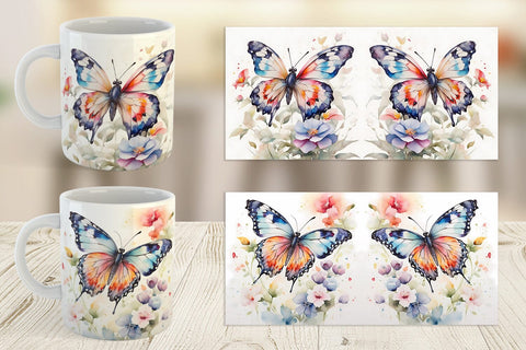 Mug Wrap Watercolor Butterfly Sublimation artnoy 
