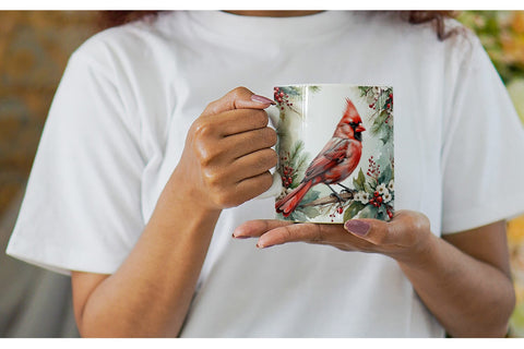 Mug Wrap Watercolor Cardinal Bird Sublimation artnoy 