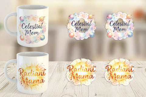 Mug Wrap Watercolor Celestial Boho Mother Quotes Sublimation artnoy 