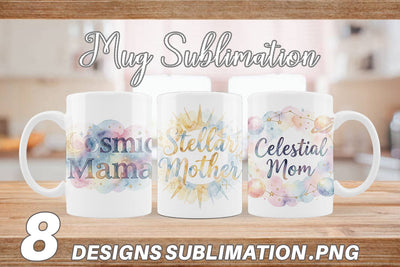 Mug Wrap Watercolor Celestial Boho Mother Quotes Sublimation artnoy 