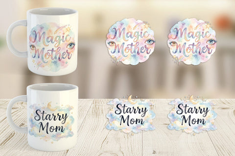 Mug Wrap Watercolor Celestial Boho Mother Quotes Sublimation artnoy 