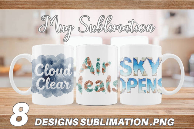 Mug Wrap Watercolor Celestial Mental Health Art Sublimation artnoy 