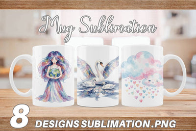 Mug Wrap Watercolor Celestial Mother Fantasy Art Sublimation artnoy 