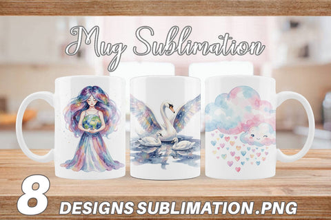Mug Wrap Watercolor Celestial Mother Fantasy Art Sublimation artnoy 
