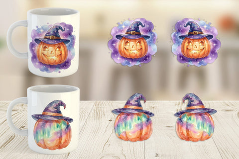Mug Wrap Watercolor Celestial Starlight Witch Hat Sublimation artnoy 