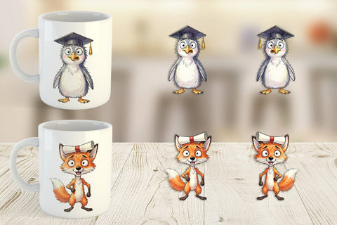 Mug Wrap Watercolor Chaotic Animal Graduation Sublimation artnoy 