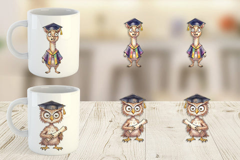 Mug Wrap Watercolor Chaotic Animal Graduation Sublimation artnoy 