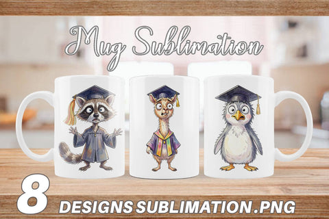 Mug Wrap Watercolor Chaotic Animal Graduation Sublimation artnoy 