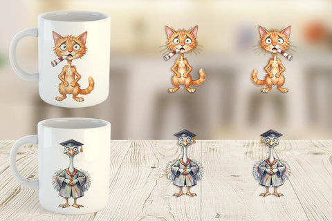Mug Wrap Watercolor Chaotic Animal Graduation Sublimation artnoy 
