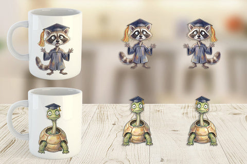 Mug Wrap Watercolor Chaotic Animal Graduation Sublimation artnoy 