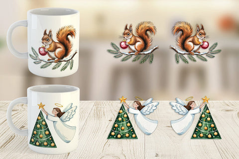Mug Wrap Watercolor Christmas Animal Sublimation artnoy 