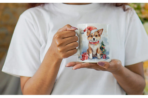 Mug Wrap Watercolor Christmas Dog Sublimation artnoy 