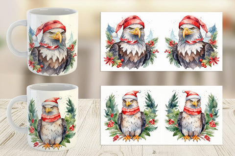 Mug Wrap Watercolor Christmas Eagle Sublimation artnoy 