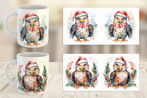 Mug Wrap Watercolor Christmas Eagle Sublimation artnoy 