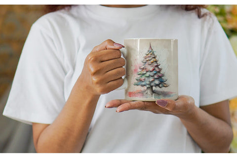 Mug Wrap Watercolor Christmas Tree Sublimation artnoy 