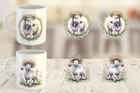 Mug Wrap Watercolor Classic Farmhouse Floral Sublimation artnoy 