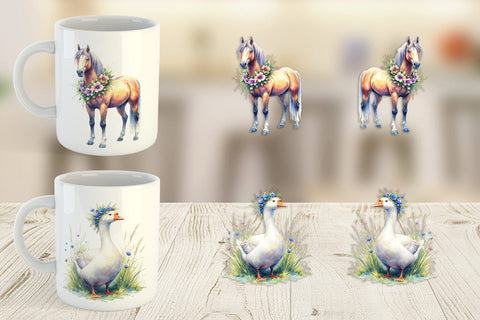 Mug Wrap Watercolor Classic Farmhouse Floral Sublimation artnoy 