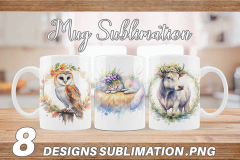 Mug Wrap Watercolor Classic Farmhouse Floral Sublimation artnoy 