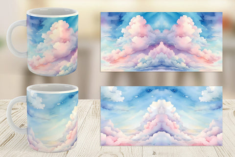Mug Wrap Watercolor Cloudy Sky Sublimation artnoy 