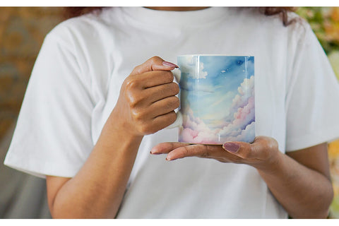 Mug Wrap Watercolor Cloudy Sky Sublimation artnoy 