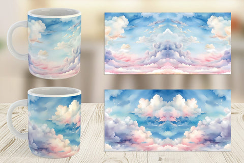 Mug Wrap Watercolor Cloudy Sky Sublimation artnoy 