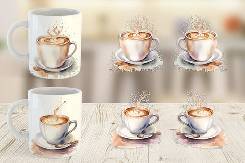 Mug Wrap Watercolor Coffee Cup Sublimation artnoy 