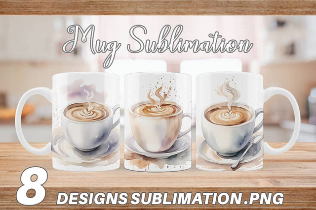 Mug Wrap Watercolor Coffee Cup Sublimation artnoy 