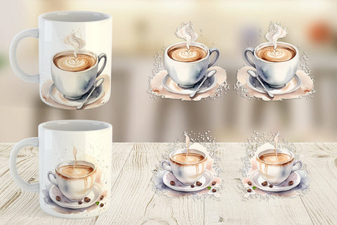Mug Wrap Watercolor Coffee Cup Sublimation artnoy 