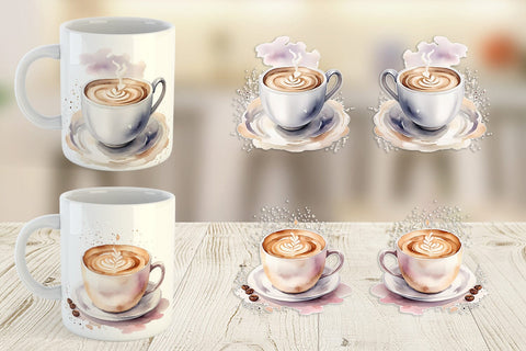 Mug Wrap Watercolor Coffee Cup Sublimation artnoy 