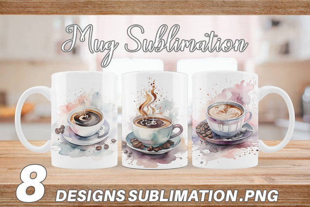 Mug Wrap Watercolor Coffee Cup Sublimation artnoy 