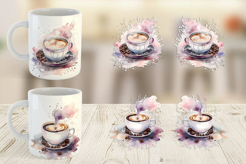 Mug Wrap Watercolor Coffee Cup Sublimation artnoy 