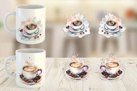 Mug Wrap Watercolor Coffee Cup Sublimation artnoy 