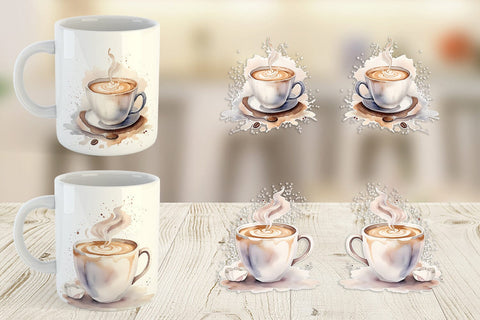 Mug Wrap Watercolor Coffee Cup Sublimation artnoy 