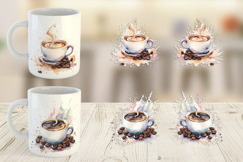 Mug Wrap Watercolor Coffee Cup Sublimation artnoy 