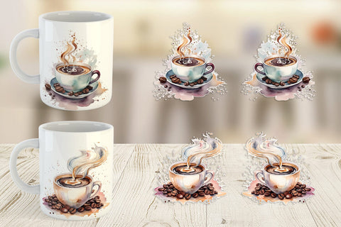 Mug Wrap Watercolor Coffee Cup Sublimation artnoy 