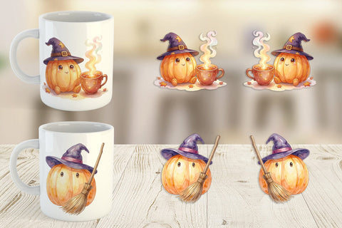 Mug Wrap Watercolor Cozy Autumn Spellcraft Witch Sublimation artnoy 
