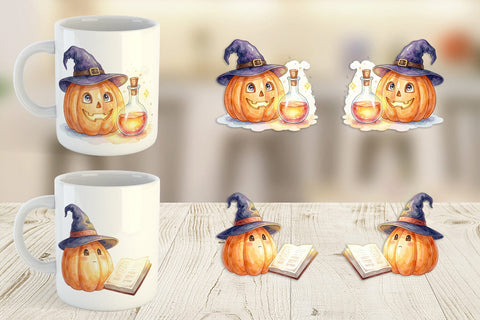 Mug Wrap Watercolor Cozy Autumn Spellcraft Witch Sublimation artnoy 