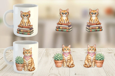 Mug Wrap Watercolor Cozy Cat Mom Lifestyle Art Sublimation artnoy 