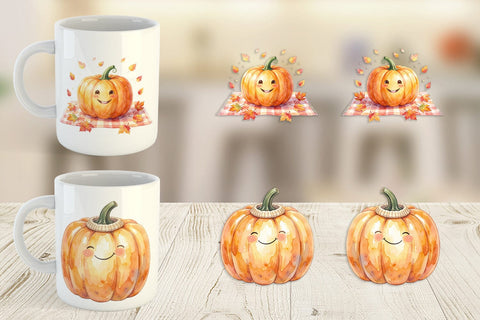 Mug Wrap Watercolor Cozy Fall Lifestyle Pumpkin Sublimation artnoy 