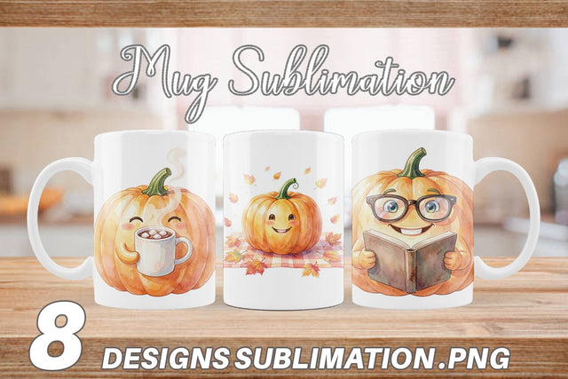 Mug Wrap Watercolor Cozy Fall Lifestyle Pumpkin Sublimation artnoy 