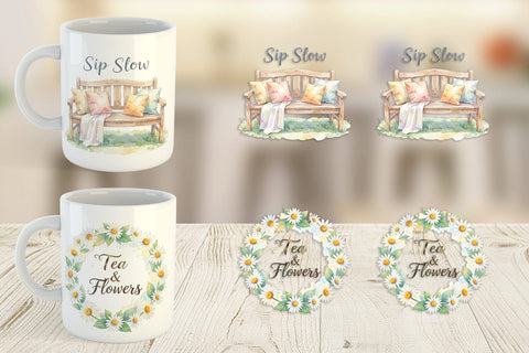 Mug Wrap Watercolor Cozy Garden Tea Quotes Sublimation artnoy 