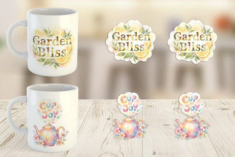 Mug Wrap Watercolor Cozy Garden Tea Quotes Sublimation artnoy 