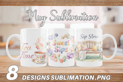 Mug Wrap Watercolor Cozy Garden Tea Quotes Sublimation artnoy 