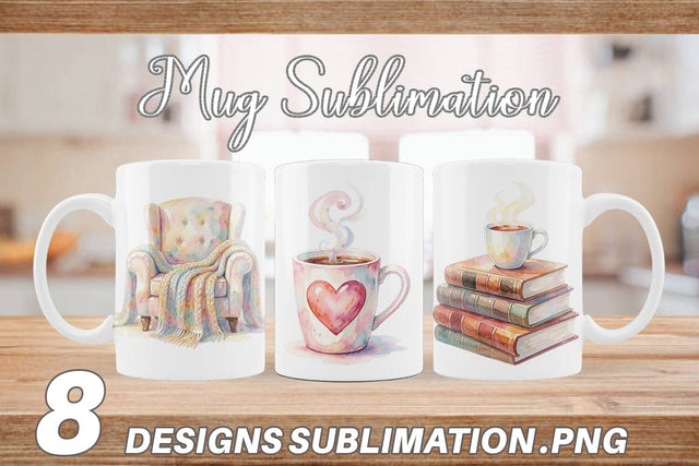 Mug Wrap Watercolor Cozy Mom Relaxation Art Sublimation artnoy 
