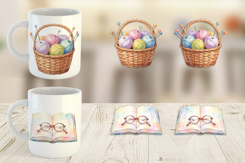 Mug Wrap Watercolor Cozy Mom Relaxation Art Sublimation artnoy 